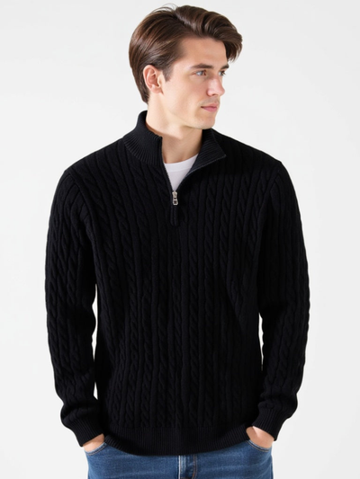 TAEBAEK Zipped Cable Sweater